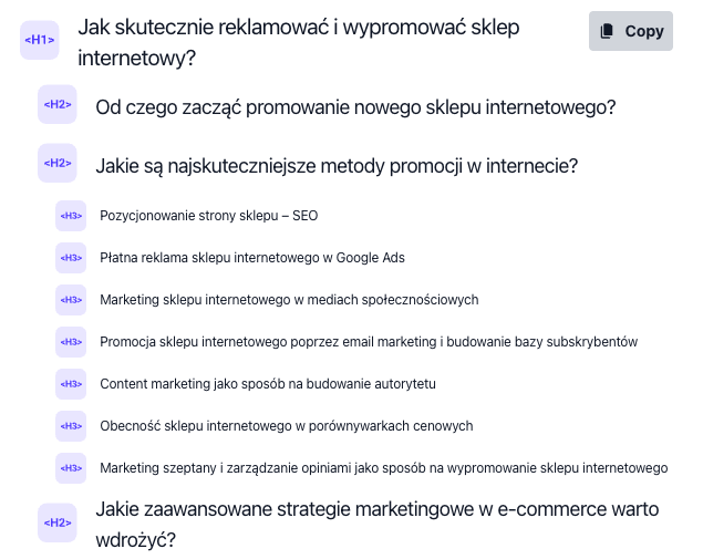Struktura nagłówków przyjazna SEO
