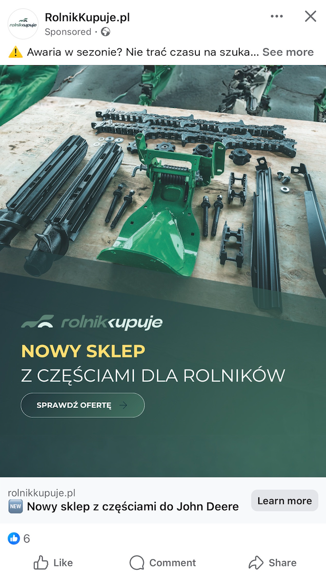 Reklama sklepu na Facebooku
